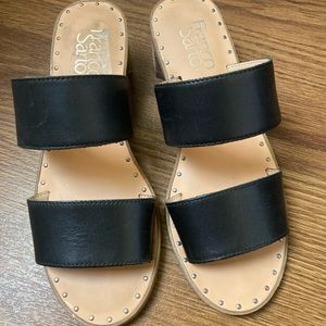 Franco Sarto black leather strap sandals. Size 6